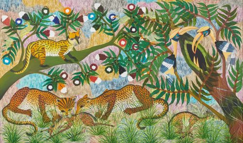 Pilipili Mulongoy (Congolese, 1914-2007), Sans titre (la chasse des guépards) [Untitled (Cheetah Hun