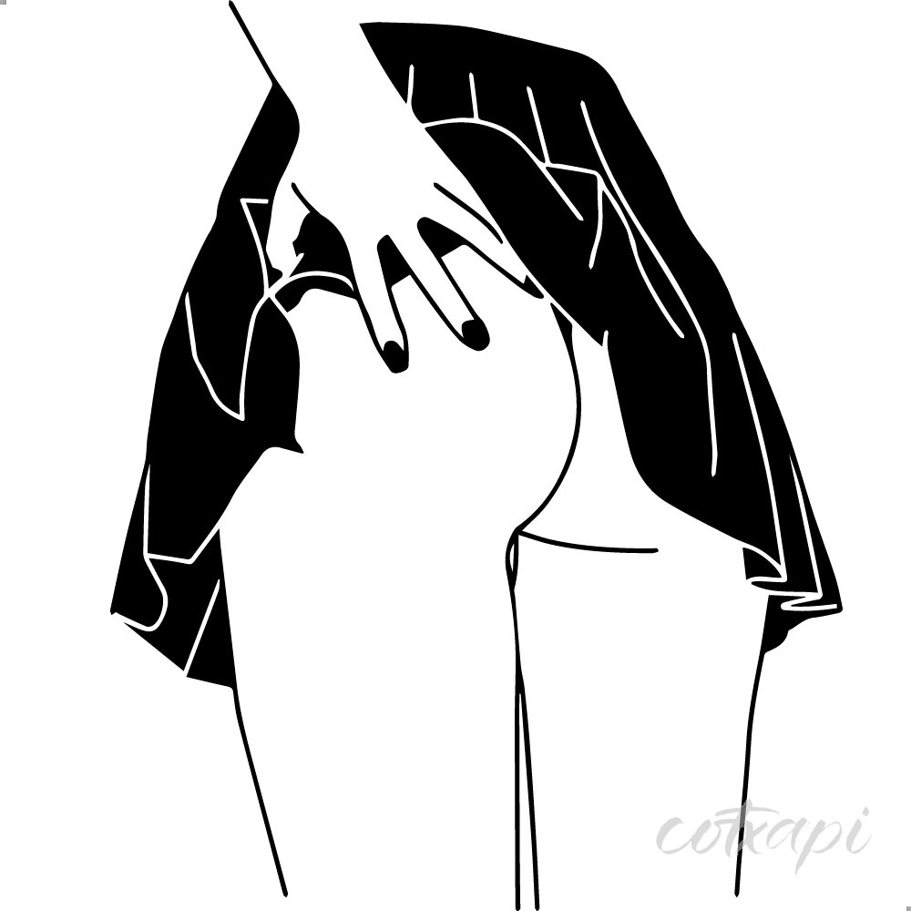 Cute pretty women art, young girls in vector outline art
