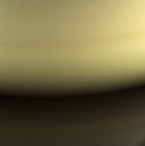 mindblowingscience: just–space: Entering the atmosphere of Saturn. Cassini–Huygens Octob