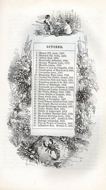 michaelmoonsbookshop:October from a pictorial Calendar of the Seasons 1854