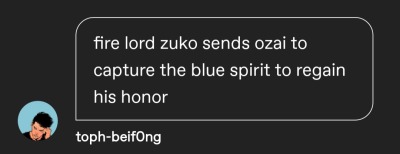 chevaliermalfets:fireflaked:would zuko give the blue spirit a full pardon after the