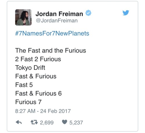 scienceshenanigans: NASA asks Twitter to name the new planets. This is great