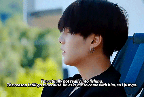 H-HOLD ON!! YOONGI IS NOT EVEN INTO FISHING BUT HE DOES IT JUST TO KEEP JIN COMPANY. WHY IS THIS MAN