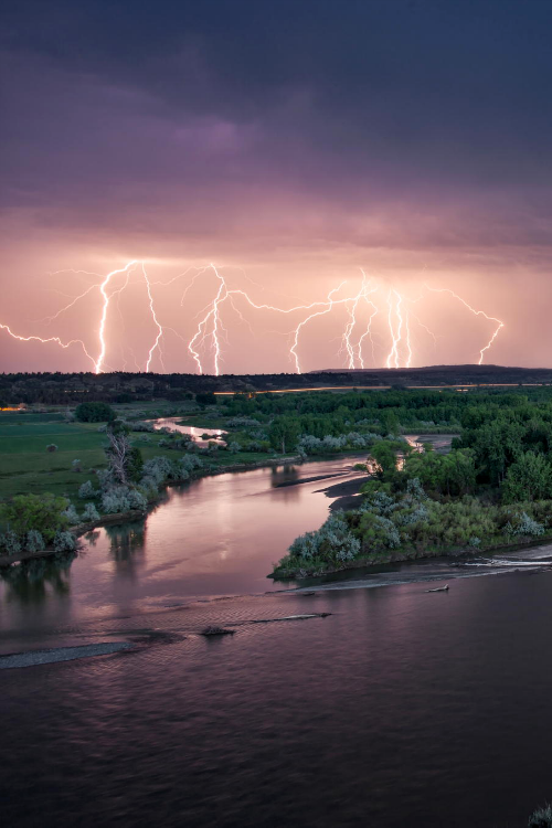 expressions-of-nature:  Yellowstone River Lightning by: Leland Howard  