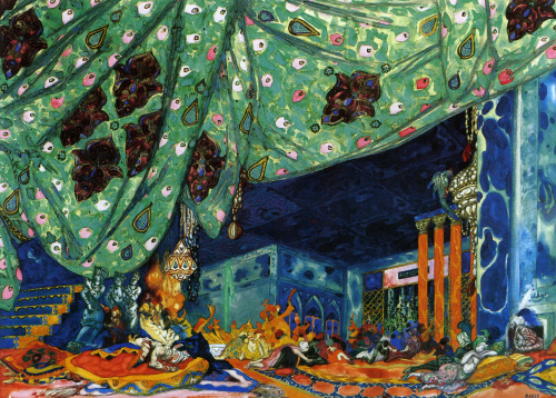 russian-style: Leon Bakst - Scenery design from “The Firebird”, 1910s 