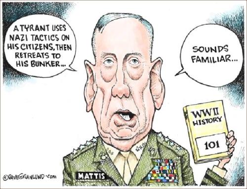 cartoonpolitics:(statement by General Mattis) ..(cartoon by Dave Granlund)