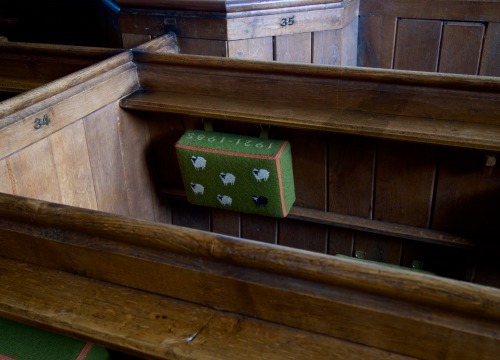 suburbanscrimshaw:Pew cushions, village church, Surrey 