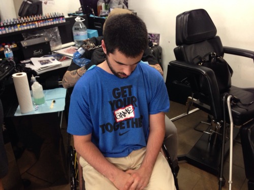 ja-ll:This perfect smiley angel got his first tat today to celebrate his long of Wu Tang and in reme