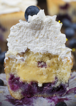 do-not-touch-my-food:    Blueberry Cupcakes with Lemon Curd Filling  