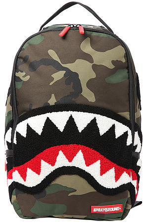 Sprayground Chenille Black Camo Shark Backpack