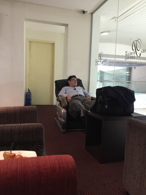 Daddy enjoying massage on chair, how I wish molest while he is asleep