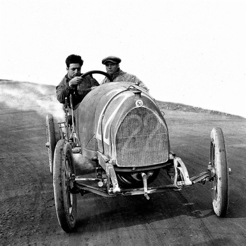 Enzo Ferrari at the wheel of his CMN car at the 1919 Targa Florio