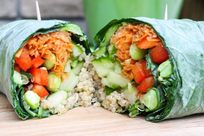 beautifulpicturesofhealthyfood:  Edamame &amp; quinoa collard wrap w/ sweet ginger