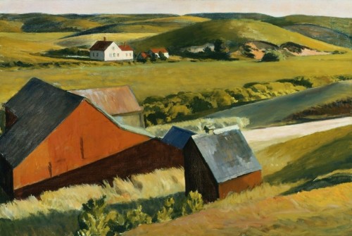 urgetocreate: Edward Hopper, Cobb’s Barns and Distant Houses, 1933, Oil on canvas 