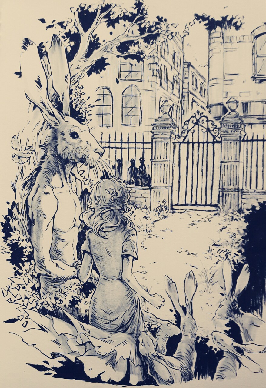 paper-umbrella:  Inktober drawings done so far.  1. Lost       || 2. Origin  3. Meeting