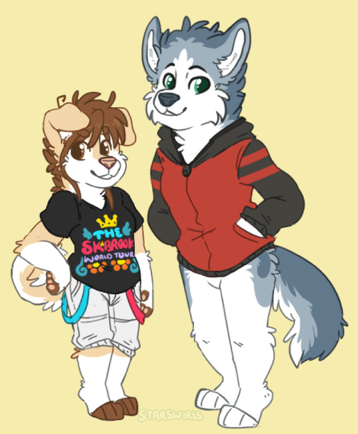 Some updated art of Sky and Keon and their outfits! ouo/