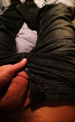 2hot2bstr8:  my little softie was just READY to get out of my slim-fit jeans lol….popped right out of there hahahaツツツ  my main porn blog my personal selfie blog (nsfw) 
