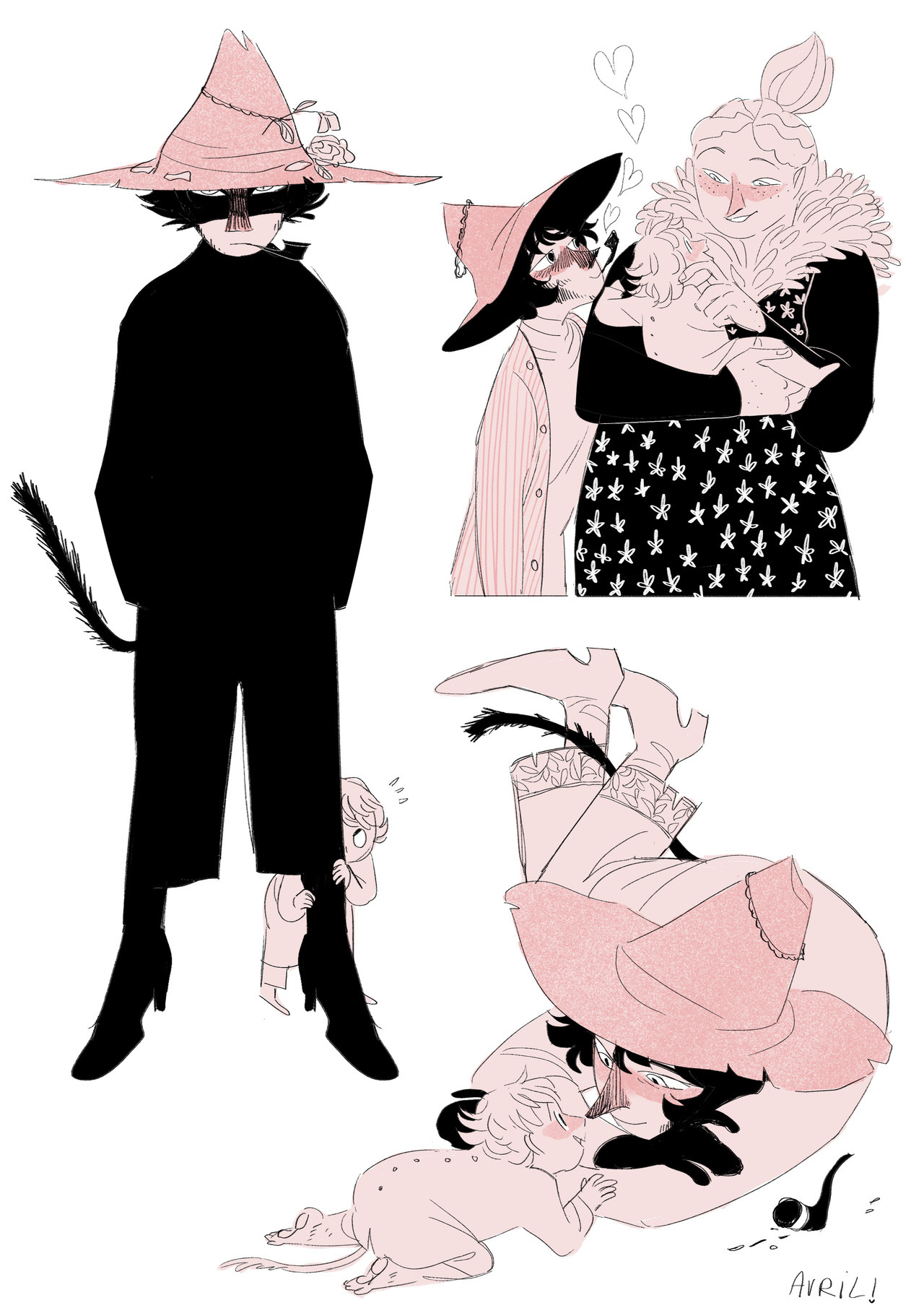 avril-circus:  A few doodles of cat dad &amp; son. Again. Sorry.