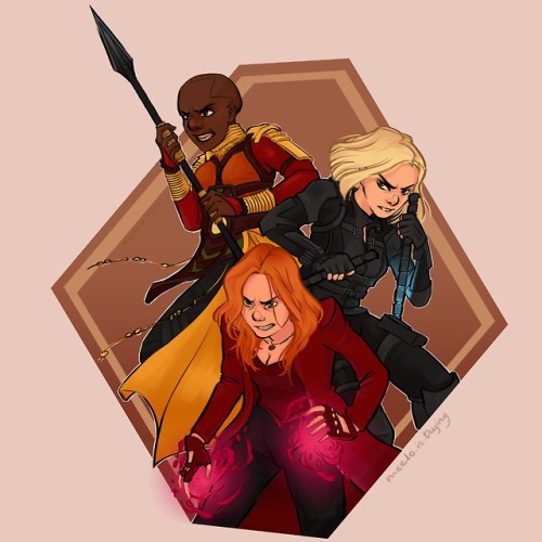 meeloistrying:~ She’s not Alone ~Scarlet Witch, Okoye and Black Widow fighting together? Yes Please!