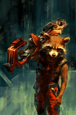 alicexz:  Going back to my neglected color challenge! I had a lot of fun painting this one. One day I want to do a Guardians cover… a girl can dream… Orange for #7daysofcolor, featuring Rocket Raccoon. OH AND come see me at NYCC’s Artist Alley next