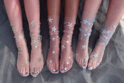 coquettefashion:Glitter and Stars Tulle Socks