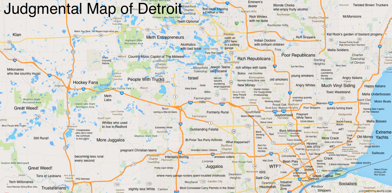 Judgemental Map Of Detroit Judgmental Maps — Detroit, Mi By Anonymous Copr. 2014 Judgmental...