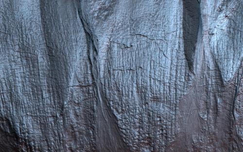 Gullies on Mars : Gullies on Mars form during the winter, made liquid by carbon dioxide frost. (via 