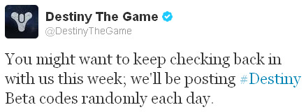 theomeganerd:  Bungie will be posting Destiny beta codes this week Facebook || Twitter