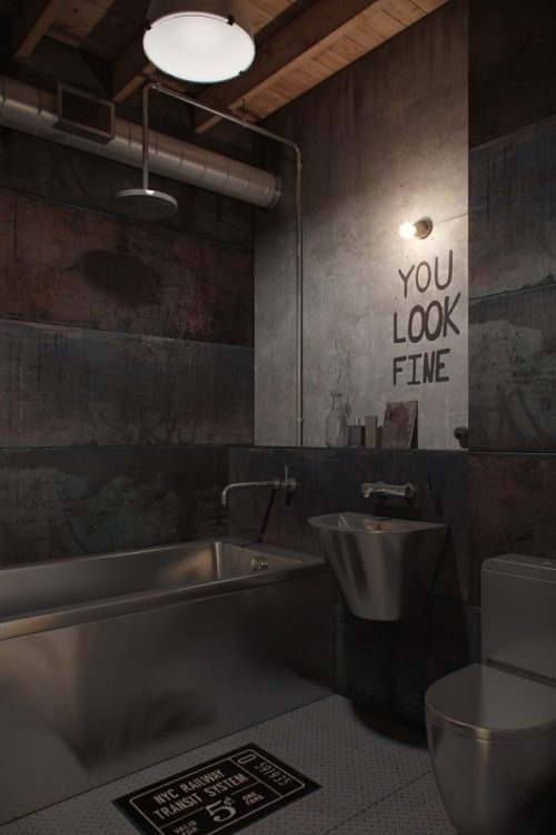 whatisindustrialdesign:  Eclectic industrial bachelor retreat ~ bathroom by NORDES…: