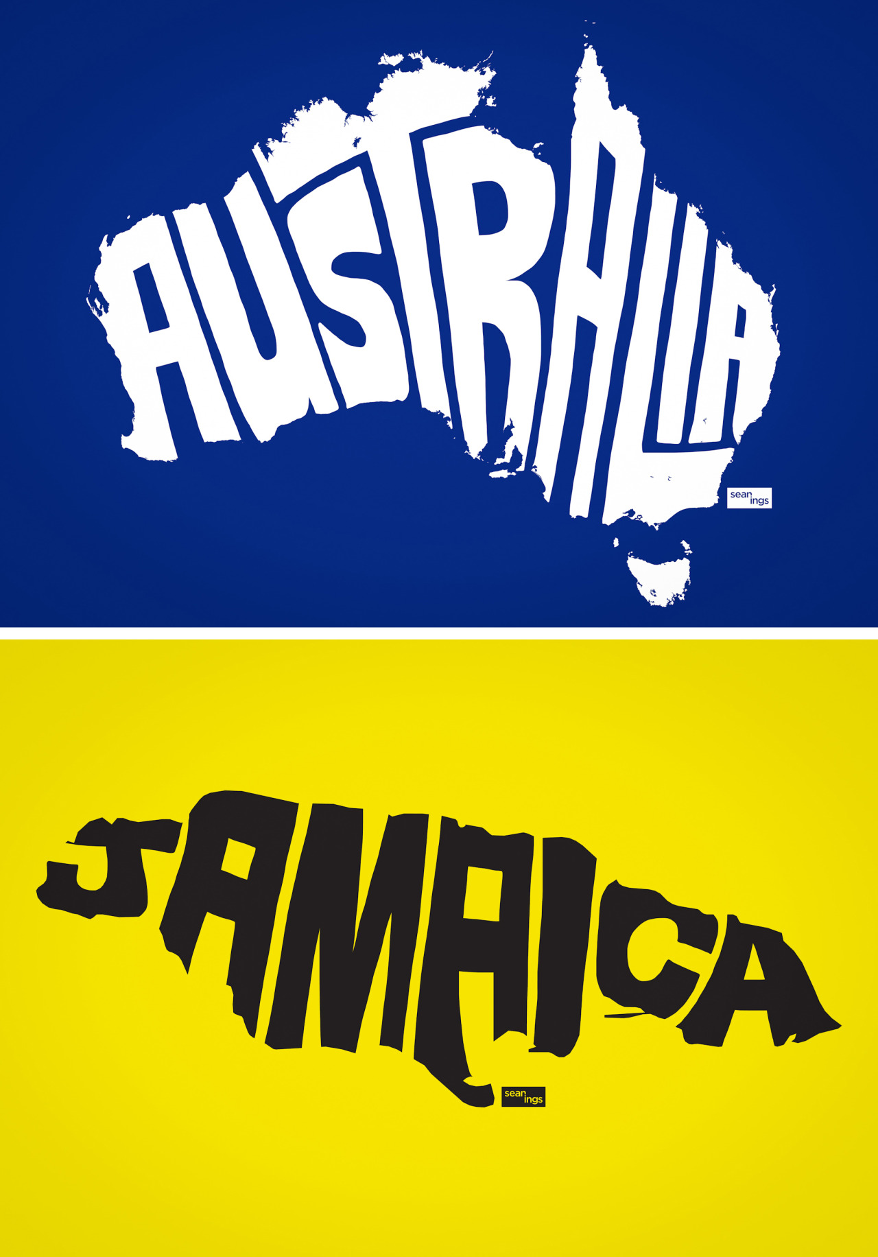 seanings:  Typographic Country Maps Buy These Shirts