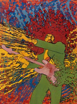 70sscifiart:  Martin Sharp, “Exploding Hendrix,” 1968