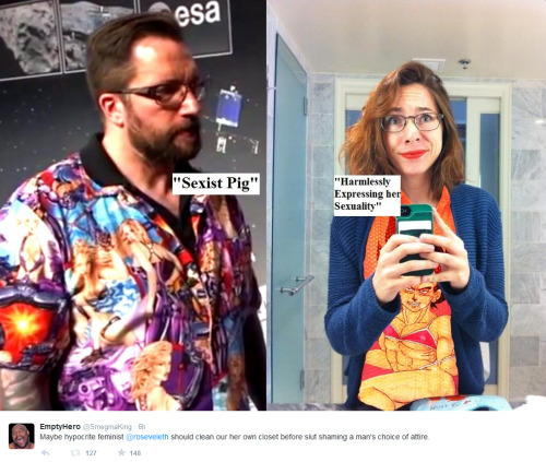 stronger-sam:  cishetwhiteoppressor:  Sweet, sweet hypocrisy.   Y’all do realize that the women who attacked him weren’t “feminists?” And the women wearing what they want, saying that they shouldn’t be raped/sexualized, is a completely different