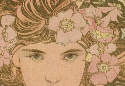 daughterofchaos:  Detail of  La Femme Animee en Fleur by Alphonse Mucha   