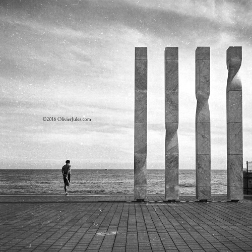 Stretching in Barceloneta beach