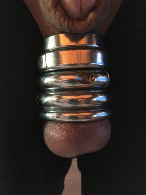 mysticgaycumshot: my new rings on my balls! i love the steel!