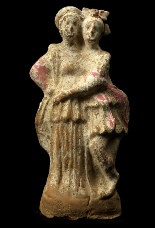 mini-girlz:Two female figures embracingGreek Tanagra StatuettesCanosa, 3rd century B.C. Tw