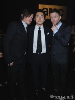 renemcreedus:    Norman Reedus, Steven Yeun &amp; Chris Hardwick attend the AMC Upfront 2013 bigbaldhead