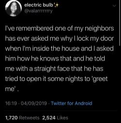 trinikelly1984:  morgrimmoon:  letsmcflytobritain:  deminat-20:  smiling-grouch:   ocean-again:  loueejii:  facelesssavior:  twitblr:  Dormant Predators    This is why I have this. Even if they can get the lock opened they can’t push the door open.