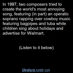 random-fandom-man:  ultrafacts:  (Listen) For more posts like this, CLICK HERE to follow Ultrafacts   if you can listen to all 21 minutes you are a god. i made it less then 2.     it&rsquo;s not that bad, but I wouldn&rsquo;t listen to a song I liked