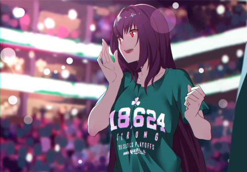 animepopheart:★ 【世界减法】 「Let‘s go Celtics！」 ☆⊳ scáthach (fate/grand order)✔ republished w/permission⊳