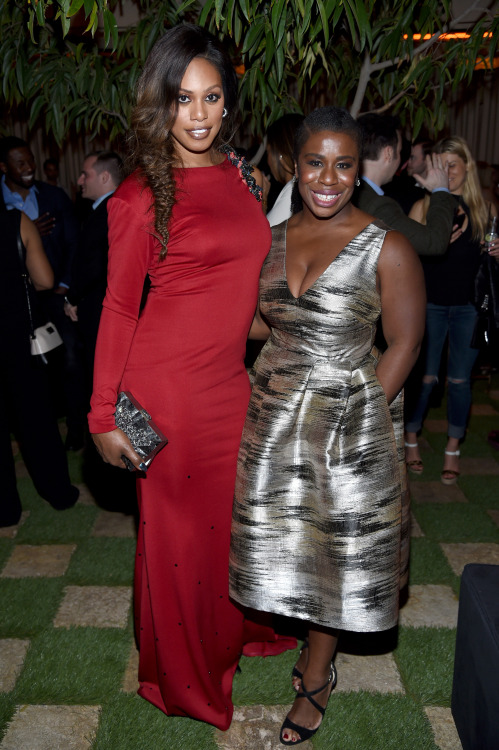 talesofthestarshipregeneration: celebsofcolor: Laverne Cox and Uzo Aduba attend the Entertainment We