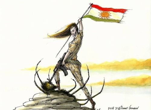 ironxbay:Peshmerga female warrior tending to the Daesh infestation.