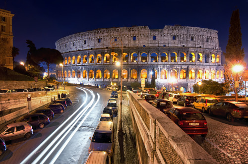 Lightrails in Rome by Nabil z.a.The Colosseum, Via degli Annibaldi| (Where is this?)