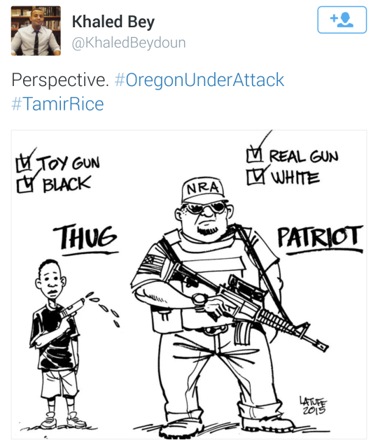 what happens when armed white men take over a federal building? you guessed it.