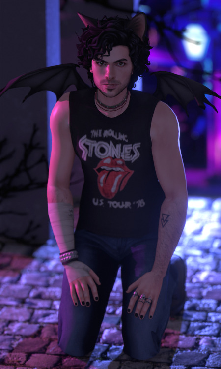 It’s a Cat-Man-Bat! :DHair by @goamazons, rings by @s-club-tbr, nails and choker by @pralinesims, je