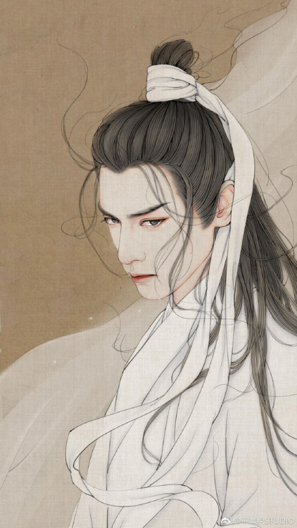 Character of Chinese costume drama Ashes of Love: Runyu 润玉. Illustration by 千景绘STUDIO. 