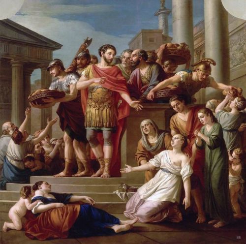 hadrian6: Marcus Aurelius distributing bread to the People. 1765. Joseph Marie Vien. French 1716-180