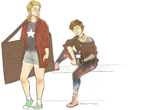 maria-tries: maria-tries: send me a character + a fashion style and i’ll draw them hipster fem