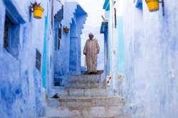 salahmah:  Chefchaouen, a small town in northern Morocco, has a rich history, beautiful natural surroundings and wonderful architecture, but what it’s most famous for are the striking and vivid blue walls of many of the buildings in its “old town”