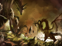 dailydragons:  Battle by CPoring (DeviantArt)